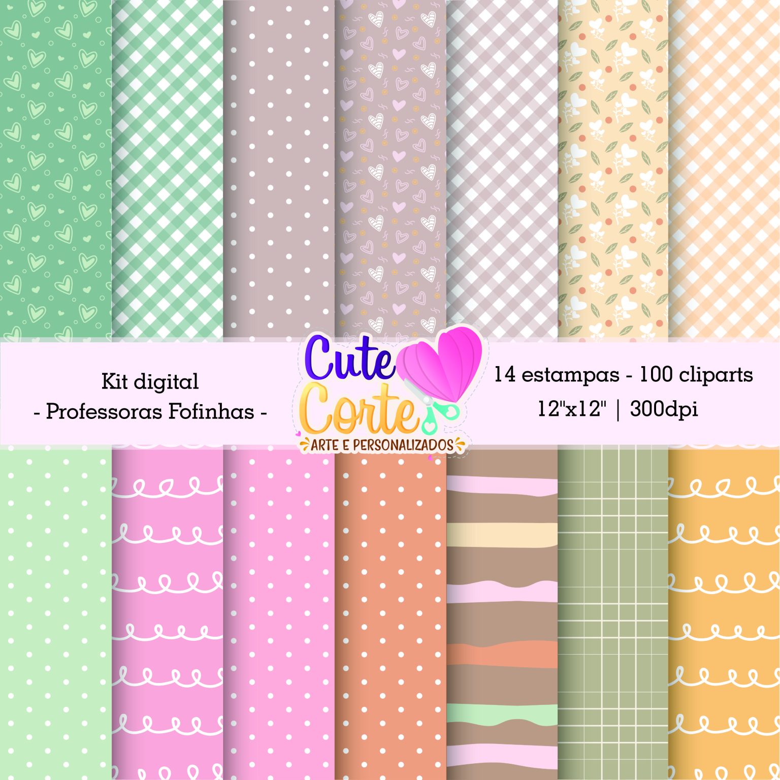 Kit Digital Professoras Fofinhas Papeis Digitais Cliparts Cute Corte